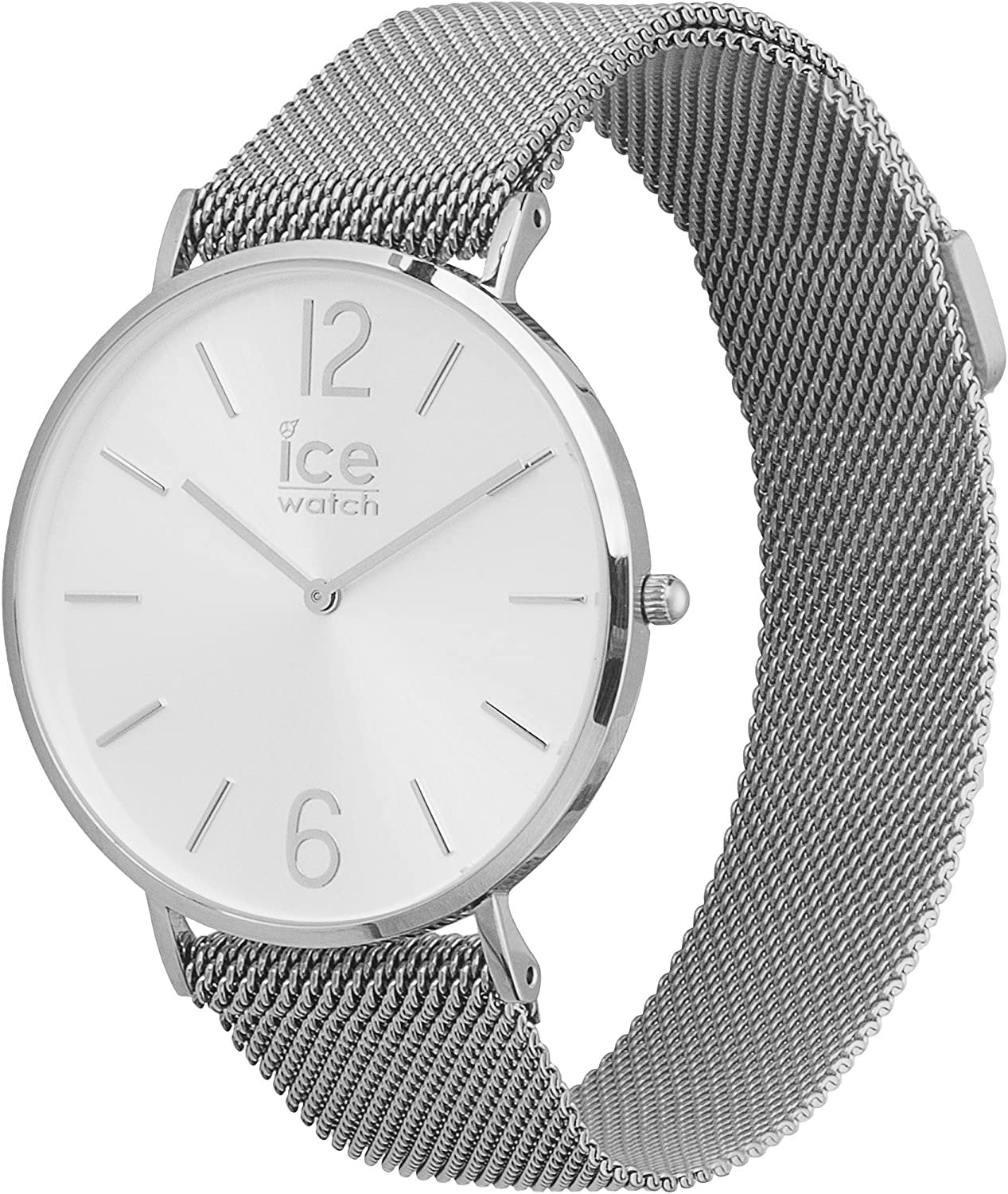 Ice-Watch Unisex Uhr Armbanduhr Ice City Milanaise Silver Shiny Medium 012700