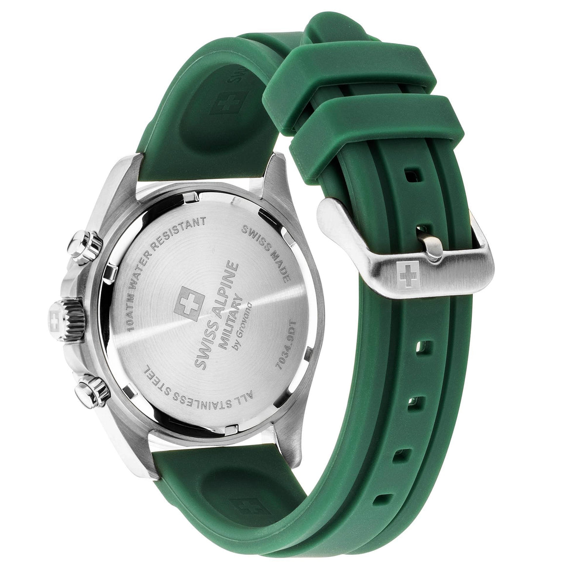 Swiss Alpine Military Herrenuhr Sierra, Chronograph, Edelstahl, Grün-Silber, Artikelnummer 7034.9834