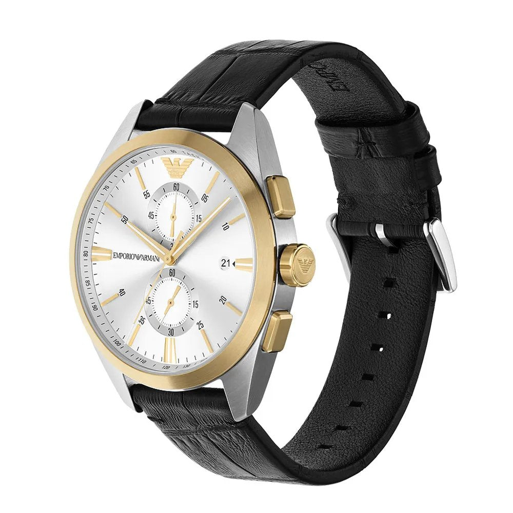 Emporio Armani Herren Armbanduhr Chronograph Claudio Schwarz/Silber AR11498