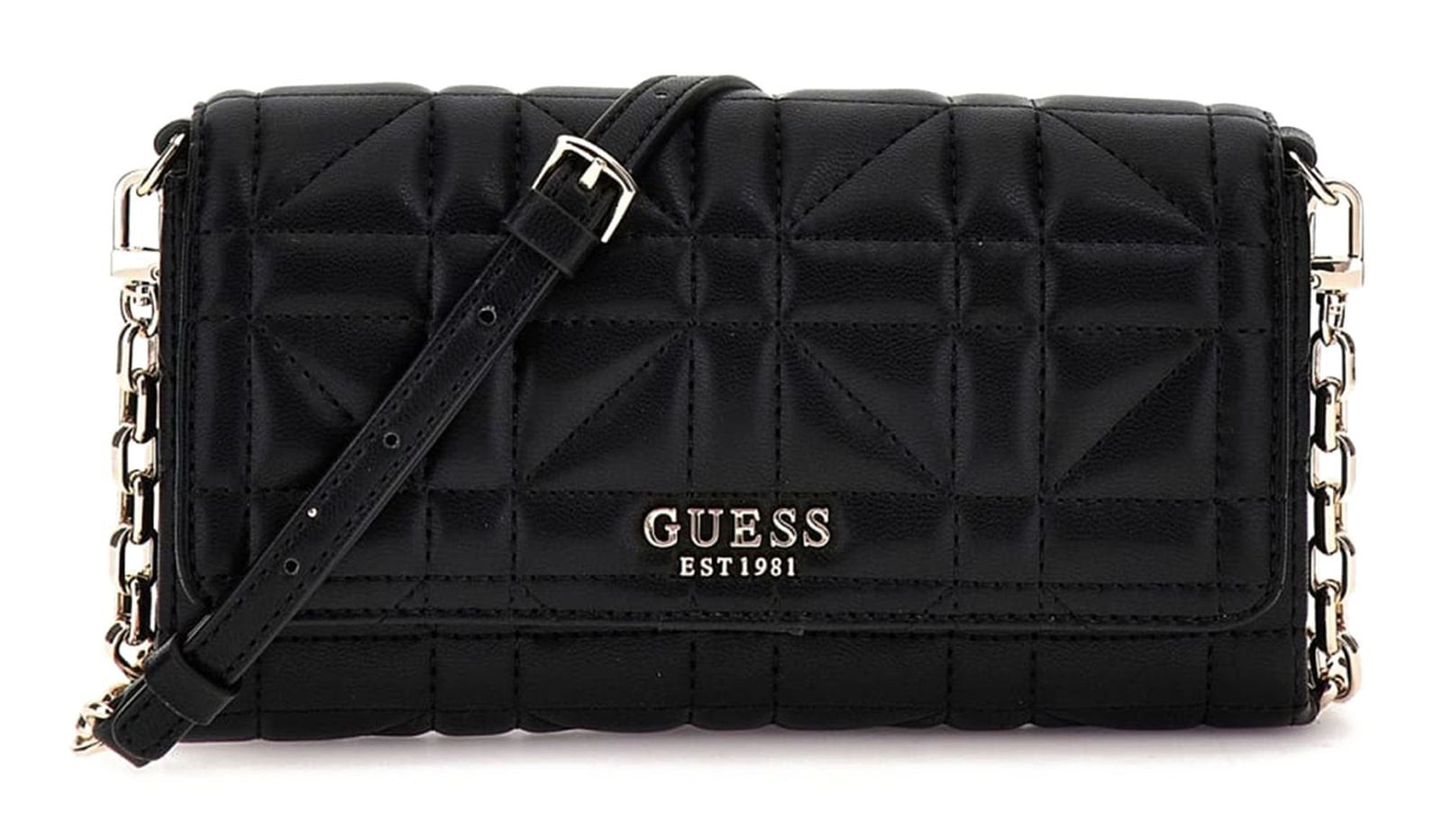 GUESS Umhängetasche Damen ASSIA Crossbody Flap Organizer Schwarz HWQG8499790‑BLA