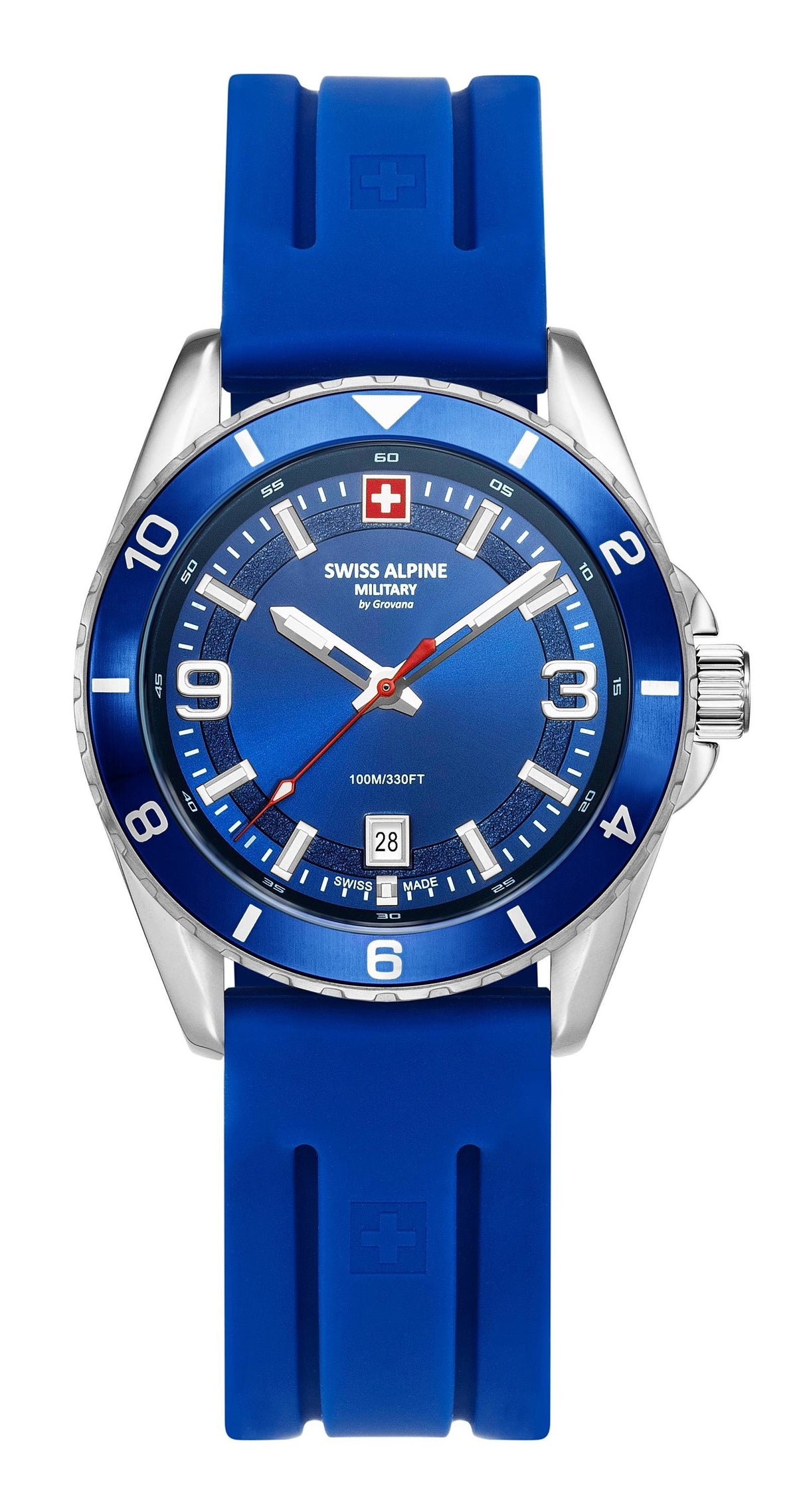 Swiss Alpine Military Herrenuhr für Herren, Modell Sierra, silber-blau, Artikelnummer 7034.183