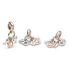 PANDORA I Love You Buchstaben Charm-Anhänger mit Sterling-Silber und 14 Karat rosévergoldete Metalllegierung und Cubic Zirkonia Steinen Moments Collection