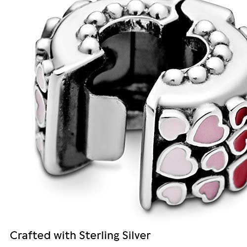 PANDORA Rotes und rosafarbenes Herz Charm Sterling-Silber 10,8 x 10,8 x 6,6 mm (T/H/B)