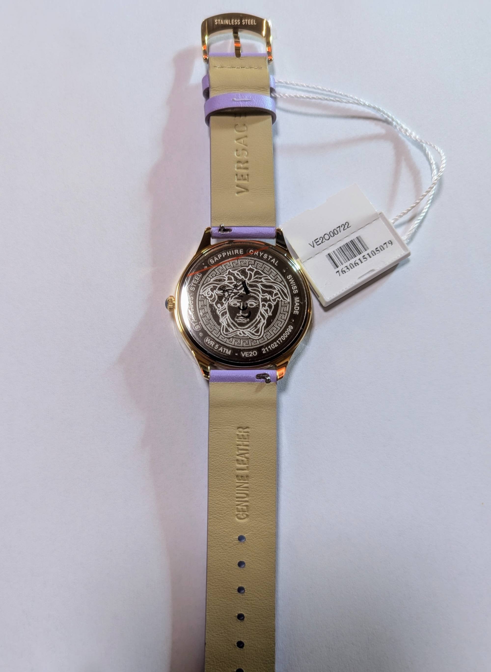 Versce Damen Armbanduhr 38 mm LOGO HALO gelbes und extra Melanese Armband VE2O00722
