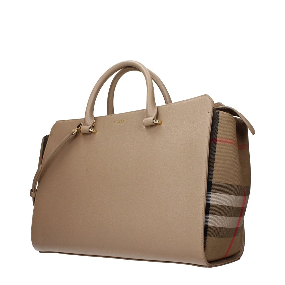 Burberry Damen Henkeltasche Medium Banwell MX Leder Check Canvas Chestnut Beige 80844801