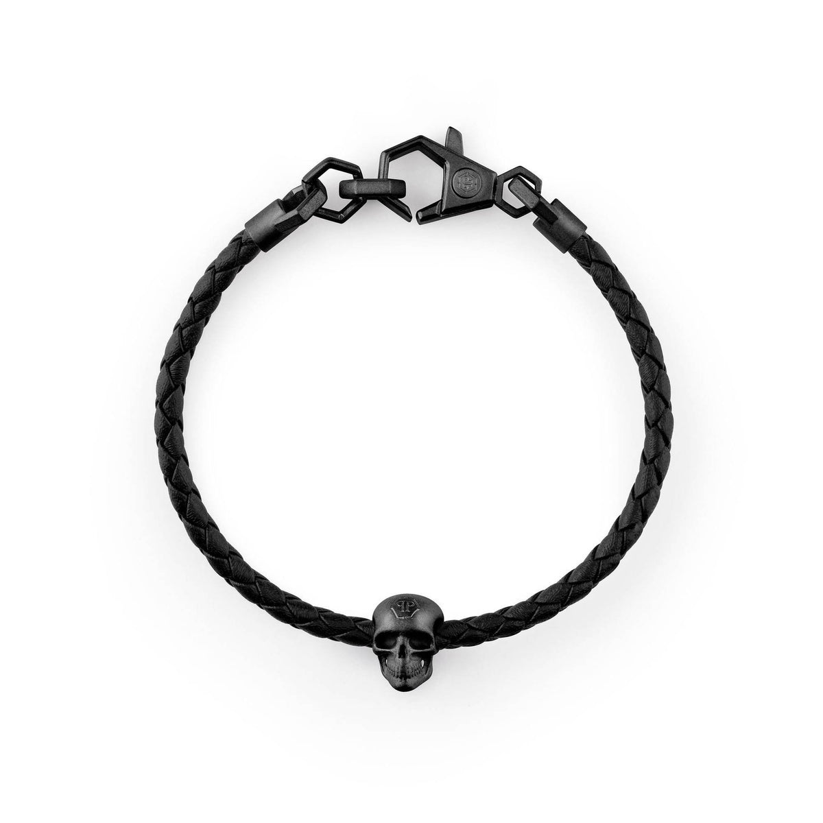 Philipp Plein Armband Herren Schwarz Leder Edelstahl PJYEA15BU