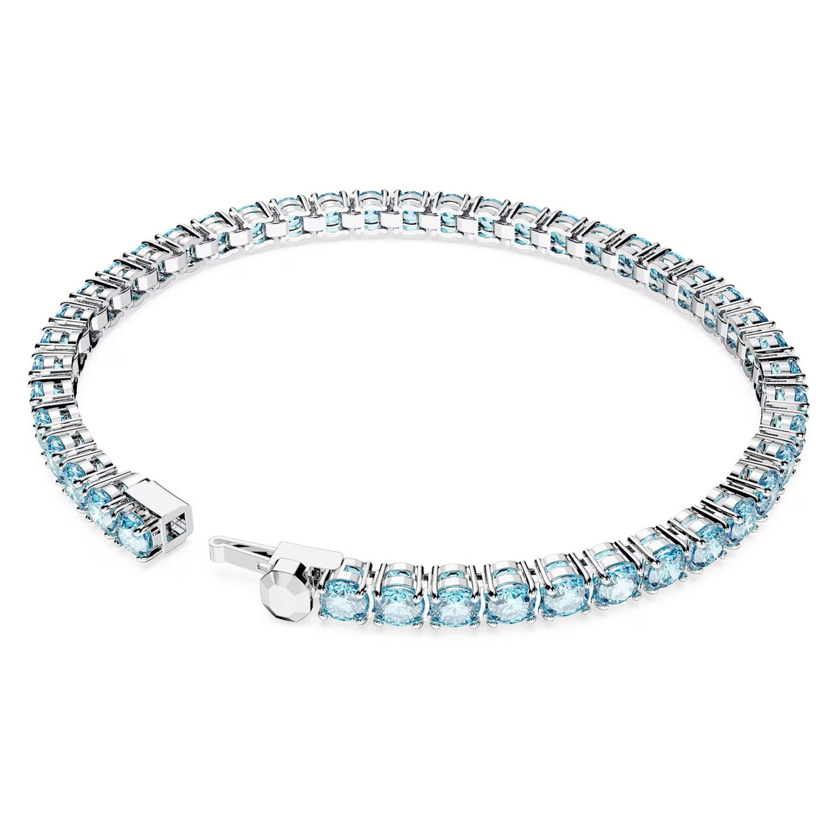 Swarovski Armband Unisex Matrix Tennis „Round‑Cut Blue“ Länge ca. 15,5 cm, Größe S Weiß/Rhodium 5648927