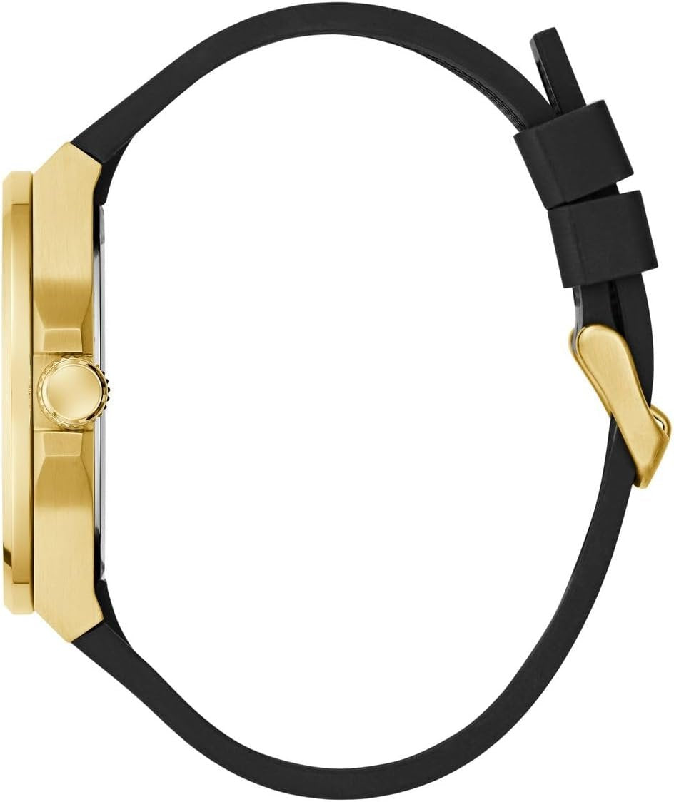 Guess Analoguhr Herren Vinyl 44mm 3ATM / Limited Edition Lunar New Year Black Gold Tone Analog Watch Schwarz Gold GW0979G1