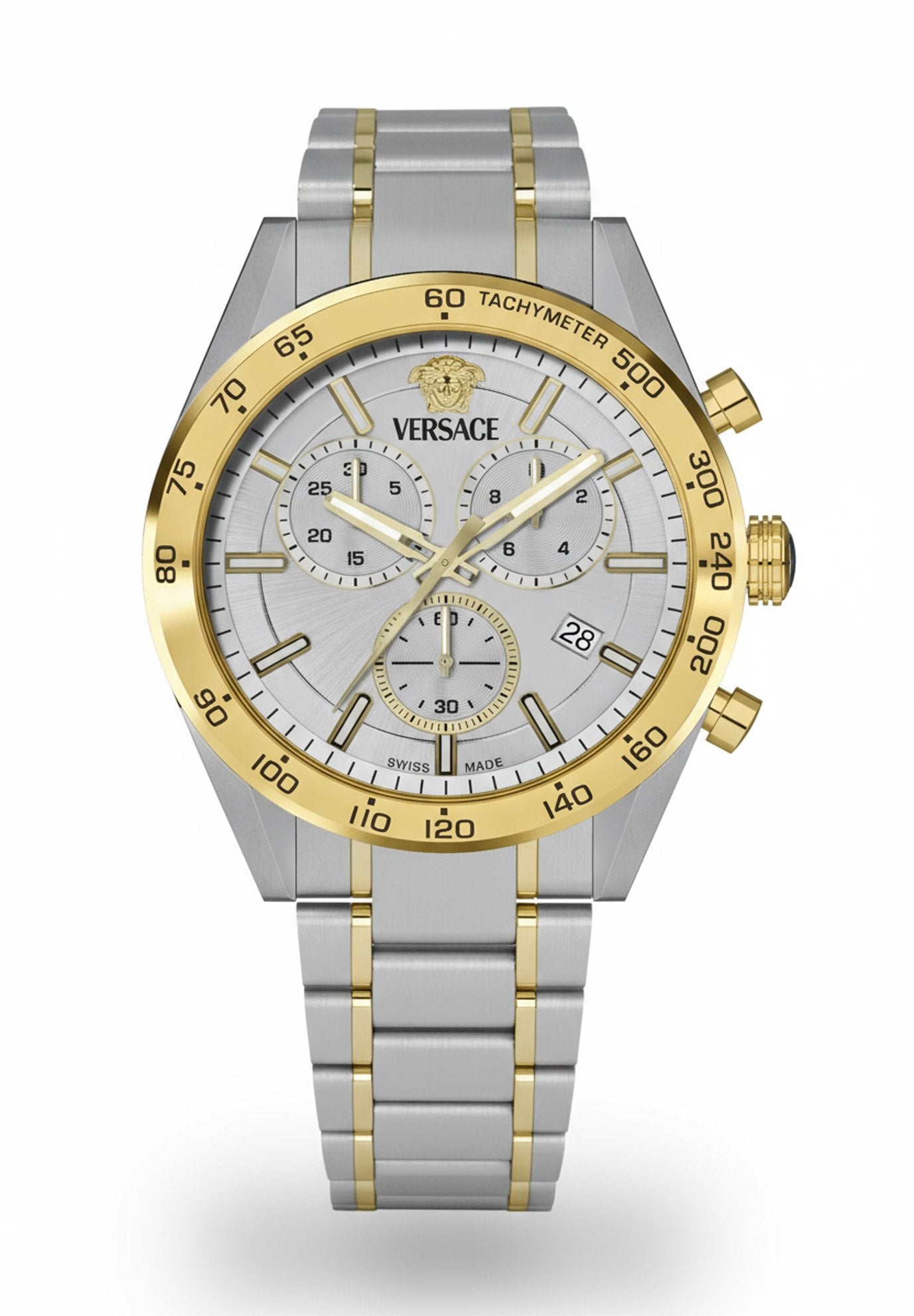 Versace Uhr Unisex V-Code Chrono Silber Two-Tone VE0CA0224